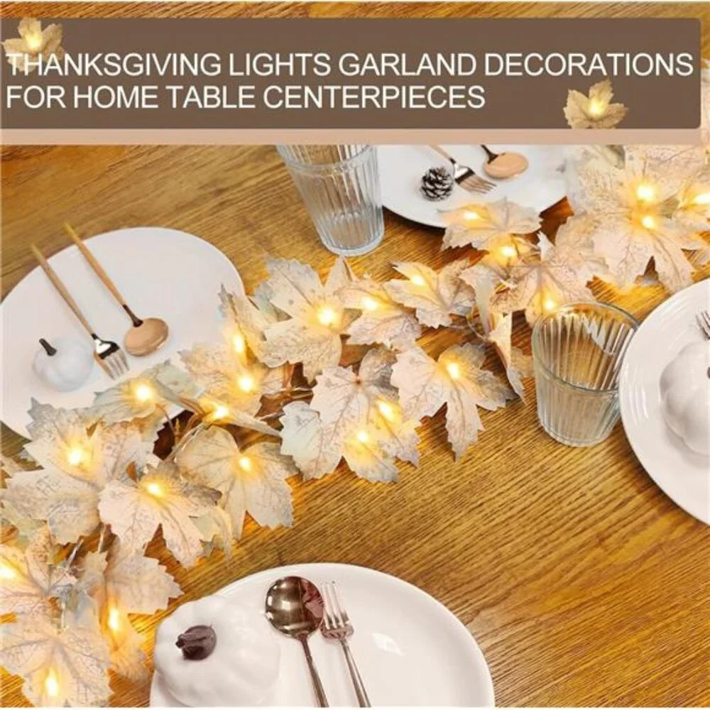 3 Pack Thanksgiving Decorations - Thanksgiving Garland with Lights Fall